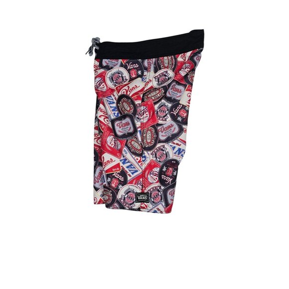 Vans Men’s Logo Print Board Shorts Size 28 Red Black - Picture 5 of 14